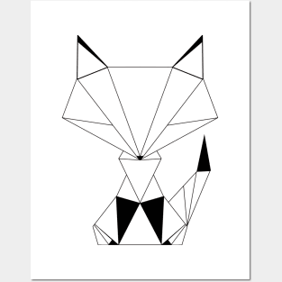 Geometric Fox Black Posters and Art